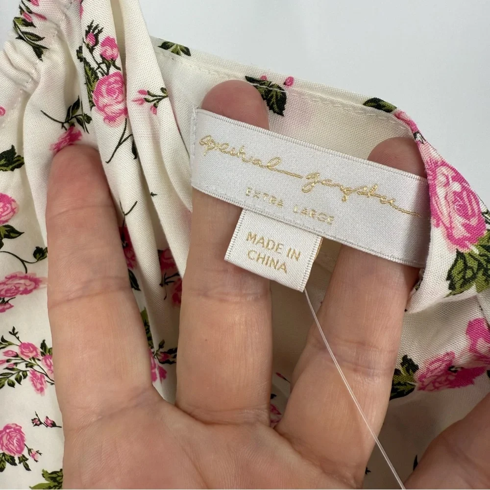 Spiritual Gangster NWT Pink and green floral rose Garden print mini dress XL - Picture 8 of 12